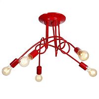 Люстра потолочная пятирожковая Е27 40Вт Красная картинка 